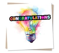 Beautiful Colourful Support or Positivity Card For Loved One - Congratulations - Lightbulb, Lighting - Well Done, Exam Success, New Job For Special Someone, Family, Friend, Bestie, Relative