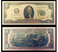 Beautiful COLOURISED 24K Gold Plated Embossed $2 Bill Dollar BANKNOTE