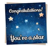 Beautiful Congratulations Card For Friend Or Loved One - You're A Star - Starry Night - For Women, Men, Child, Boy, Girl, Son, Daughter, Colleague, Bestie