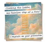 Beautiful Congratulations Card For Promotion For Loved One - Magical, Celestial - Climbing The Ladder, One Fabulous Step At A Time - For Bestie, Friend, Relative, Sister, Brother, Son, Daughter
