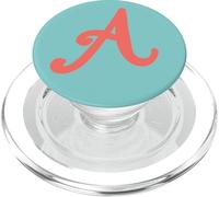 Beautiful Coral Red and Turquoise Letter A Initial Monogram PopSockets PopGrip for MagSafe