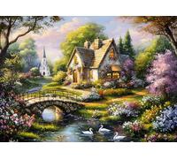 Beautiful Cottage Jigsaw Puzzles for Adults 1000 Piece Quaint Church Jigsaws 1000 Pieces for Adults