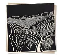Beautiful Countryside Line Drawing Card for a Loved One - Trees, Mountains, Plants, Shrubs - Birthday, Anniversary - For a Special Someone, Relative, Friend, Family, Bestie, Sibling