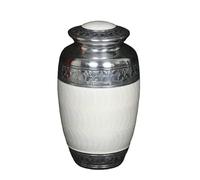 Beautiful Cremation Funeral Large Urns Ashes Granite Engraved Silver with Velvet Bag for Human Funeral with Velvet Bag (Pearl White, 6.5''W, X 6.5''L, X 10.5''H, = Inches)