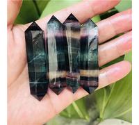 Beautiful Crystal Fluorite Hexagonal Column Rainbow Double cusp Point Magic Wand Streaked (Size : 5pc)