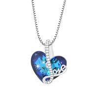 Beautiful Crystal Heart Necklace Sterling Silver Love Shaped Cubic Zirconia Pendant Necklaces Trendy Temperament Jewellery Gifts for Women Girlfriend Girls