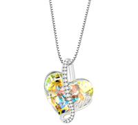 Beautiful Crystal Heart Necklace Sterling Silver Love Shaped Cubic Zirconia Pendant Necklaces Trendy Temperament Jewellery Gifts for Women Girlfriend Girls
