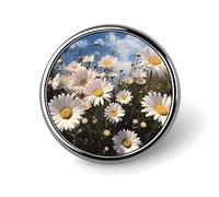 Beautiful Daisies Badge Holder Personalized Metal Button Pin Fashion Round Badge with Pattern Pin DIY Button Badges Exquisite Brooch Crafts Gift Clothes Decorative Pins