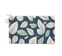 Beautiful Daisies Coin Purse Canvas Wallet Cute Change Purse Small Storage Bag with Zipper, White Leaf Pattern, One Size, Flowers and Animals