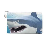 Beautiful Daisies Coin Purse Canvas Wallet Cute Change Purse Small Storage Bag with Zipper, White Shark, One Size, Flowers and Animals