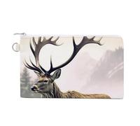 Beautiful Daisies Coin Purse Canvas Wallet Cute Change Purse Small Storage Bag with Zipper, Wild Deer, One Size, Flowers and Animals