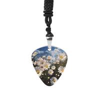 Beautiful Daisies Guitar Pick Necklace Exquisite Cool Pendant Necklaces Titanium Steel Personalized Necklaces Fashion Guitar Pick Holder Necklace Unisex Unique Gifts
