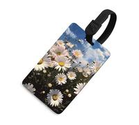Beautiful Daisies Luggage Tag Classic Personalized Repeated Luggage Tag Cute Unique Travel Essentials Identifiers for Women Men Baggage Backpack Handbag Suitcase