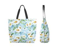 Beautiful Daisy Flowers Floral Tote Bag for Women Ladies Handbags Shoulder Bags For Work Beach Travel Shopping