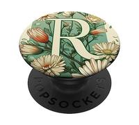 Beautiful Daisy Flowers Initial Letter R Monogram Watercolor PopSockets Swappable PopGrip
