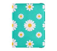 Beautiful Daisy Flowers Teal White Leather Passport and Vaccine Card Wallet Combo for Travel Vaccine Card Holder Cover Combo Passport Holder Combo with Vaccine Card Slot for Men Waterproof, Beautiful,