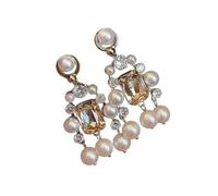 Beautiful Dangle Earrings Featuring Crystal Rhinestones and Graduated Pearls Strands Perfect for Parties and Weddings Crystal Dangle Earrings for Women