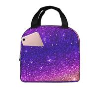 Beautiful Dark Purple Bling Glitter Sparkles Pattern Lunch Bag for Women Adult Men Cooler Lunch Boxes Tote Bags Large Capacity Reusable Insulated Lunch Container for Work Office Picnic Or Travel