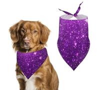 Beautiful Dark Purple Shining Glitter Sparkles Pattern Dog Bandanas Washable Triangle Bib Comfortable Triangle Scarf For Accessories Pets Summer