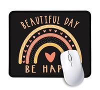Beautiful Day Be Happy Funny Rainbow Mouse Pad, Mental Health Gifts for Women, Inspiring Office Gifts for Employees, Coworkers, Boss, Birthday Gifts for Bestie BFF