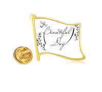 Beautiful Day Ceilings Art Deco Fashion Golden Metal Flag Lapel Pin Badge