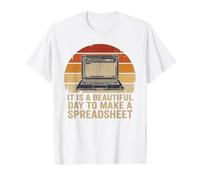 Beautiful Day to Make A Spreadsheet Retro Accountant Funny Value Graphic T-Shirt, Men, White, L