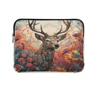 Beautiful Deer and Flower Laptop Sleeve Bag for 13-13.3Inch, Waterproof Shockproof Laptop Quilting Case, Slim Lightweight Design for Work-M