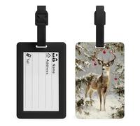 Beautiful Deer in The Snow-Covered Forest Luggage Tag Travel Bag Suitcase Baggage Name Tags