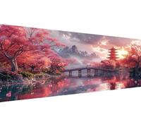 Beautiful Diamond Art Cherry Blossoms Diamond Painting Kits Adults, Full Drill Cross Stitch Kits, Crystal Art Kit for Home Wall Decor, Creative Hobby Gift & Stress Relief, 100x200cm 40x80 Inch Y1-221