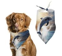 Beautiful Dolphin Dog Bandanas Adjustable Bib Party Pet Decorations Cute Dog Triangle Scarfs for Small Medium Puppy Cat Costume Accessory