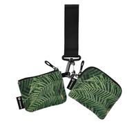 Beautiful Double Women Green Leaves Purse for Work Cards, Detachable Thin Zipper Wallet, Coin Pocket for Work and Travel, 2 Pieces, Multi-Colour,Multicolor., 4.13"(L) x, Multicoloured., 4.13"(L) x