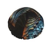 Beautiful dragon Waterproof Shower Cap for Women - Elastic and Reusable Hair Cap, Perfect for Bathing, Facial Care, Black