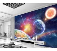 Beautiful Dreamy Universe Stars Sun Earth 3D Wallpaper Silky Texture Home Study Office Grey Dining Room Sofa Bedroom Living Room TV Backdrop-250cm×170cm