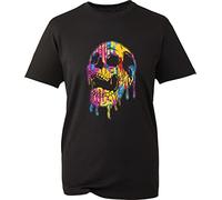 Beautiful Dripping Gothic Skull Halloween T-Shirt Rainbow Skull Spooky Halloween Costume Unisex Gift Tee Top (Black, XL)