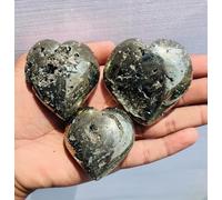 Beautiful Druzy Peru Pyrite Crystal Puffy Heart Hand Carved Healing Crystals Hearts Home Decor Gift Antique Peruvian Shiny Flashy Love Gift