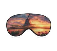 Beautiful Dutch Windmill at Sunset Eye Mask for Women Men Cute Sleep Masks Soft Patch Blackout Eye Cover Travel Blindfold