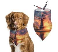 Beautiful Dutch Windmill at Sunset Pet Triangle Bandana Soft Puppy Scarfs Dog Cat Gifts for Small Medium Pets