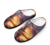 Beautiful Dutch Windmill at Sunset Women‘s Cotton Slipper Comfortable Cozy Plush Slippers Anti-Skid Indoor House Closed Toe Shoes