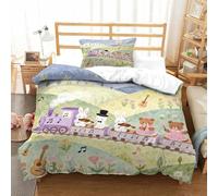 Beautiful Duvet Cover Set And Animal Train Quilt Cover with 3D Print And Soft Premium Brushed Microfiber Featuring Comforter And with Zipper Closure for Children And for Boys Girls Kids Youth Teens Si