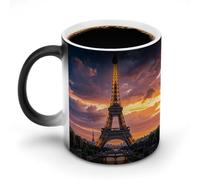 Beautiful Eiffel Tower Paris Color Changing Mug Heat Changing Coffee Mugs Funny Heat Activated Mug Ceramic Magic Cup Novelty Coffee Mugs 12 Oz Unique Tea Cup Birthday Gift for Women Men