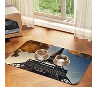 Beautiful Eiffel Tower Paris Durable Pet Absorbent Tablecloth Non-Slip Dining Pad For Dog Cat Food Water Bowls Feeder Mat