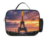 Beautiful Eiffel Tower Paris Insulated Lunch Bag Large Capacity Lunchbox with Detachable Handle Side Pocket - Wide-Open Tote Cooler Bag, Leakproof Lunch Tote Bag for Office, Picnic & Camping