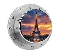 Beautiful Eiffel Tower Paris Kitchen Timer Mechanical Cooking Timer Clock with Loud Alarm Magnetic Countdown Timers Stainless Steel Egg Timer for Kitchen, Work, Exercise Training, Outdoor Activities