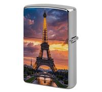 Beautiful Eiffel Tower Paris Lighter Case Metal Double-Sided Lighter Cover Pocket Lighters Sleeve Windproof Lighters Accessories for Men Women