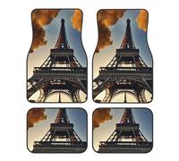Beautiful Eiffel Tower Paris Non-Slip Car Floor Mats 4-Piece Set Full Coverage Vehicle Liners Universal Fit Auto Accessories