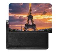 Beautiful Eiffel Tower Paris Passport Holder with 3 Card Slots, Portable PU Leather Travel Wallet, Slim Protective Cover for Passport, ID, Credit Cards