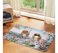 Beautiful Eiffel Tower Paris Patterned Pet Feeding Mat with Water-Absorbing PU Top & Rubber Base - Anti-Slip Dog Cat Food Mat for Cats, Dogs & Pets, 30x45cm