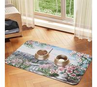 Beautiful Eiffel Tower Paris Patterned Pet Feeding Mat with Water-Absorbing PU Top & Rubber Base - Anti-Slip Dog Cat Food Mat for Cats, Dogs & Pets, 40x60cm
