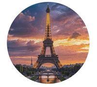 Beautiful Eiffel Tower Paris Personalized Jigsaw Puzzles, 195Pcs Custom Wooden Jigsaw Puzzle Round Puzzle Gift Adult