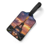 Beautiful Eiffel Tower Paris Personalized Luggage Tags for Suitcases, Cute PU Leather Travel Luggage Tags, Suitcase Identifier Name Baggage Tag, Bag Tag for Men Women Luggages Handbags